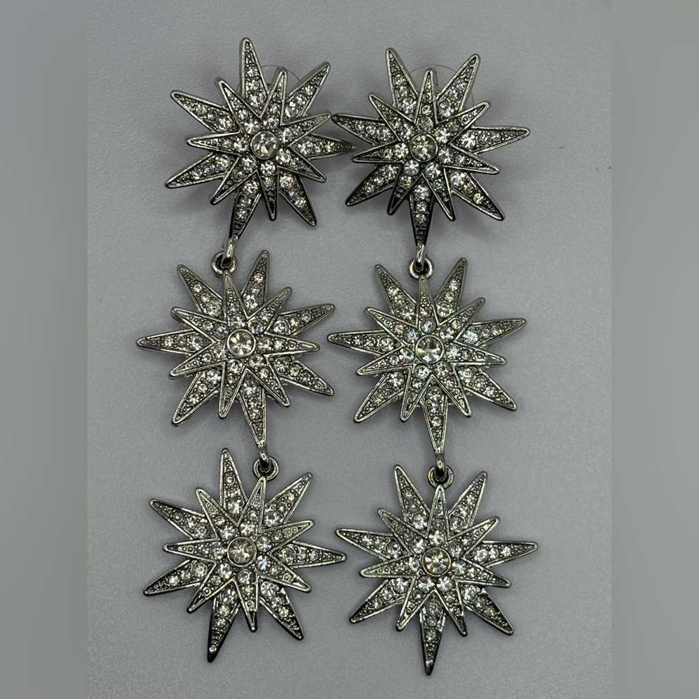 BRIDAL👰 CRYSTAL 🌟 STARBURST Earrings PAGEANT 👸 SWAROVSKI - Picture 4 of 9